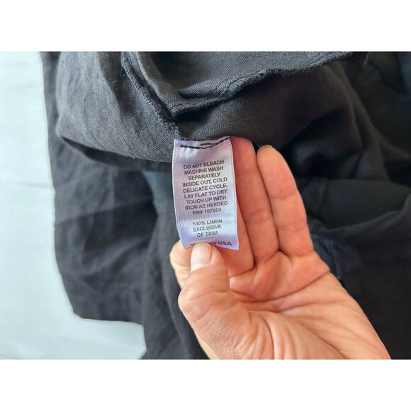 Luna Luz Women's Large Black Linen Blend Wide-Leg Pants With Elastic Waistband - Picture 7 of 13